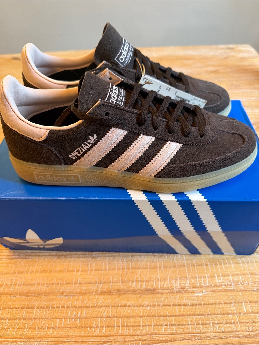 adidas Women’s Brown Suede Spezial Sneakers with White Stripes IH1507